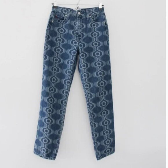 SOLD!!! Aritzia Zola High Waisted Mom Jeans in Kaleidoscope Md Blue 8 - Picture 4 of 5